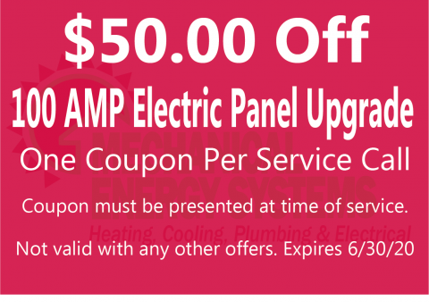$50.00 Off 100 AMP Electric Panel Upgrade $50.00 Off 100 AMP Electric Panel Upgrade